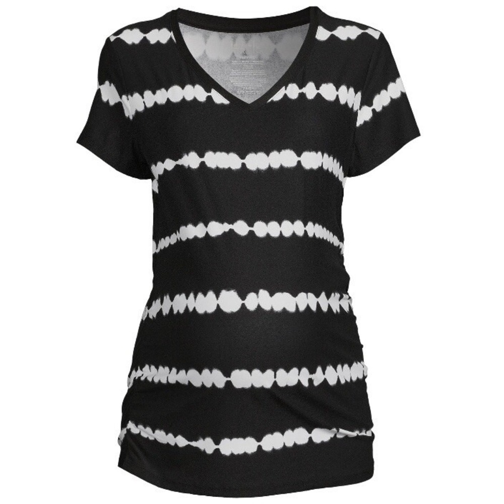 Time and Tru Womens Maternity Tee Tie Dye Stripe Small 4-6 New with Tags Black